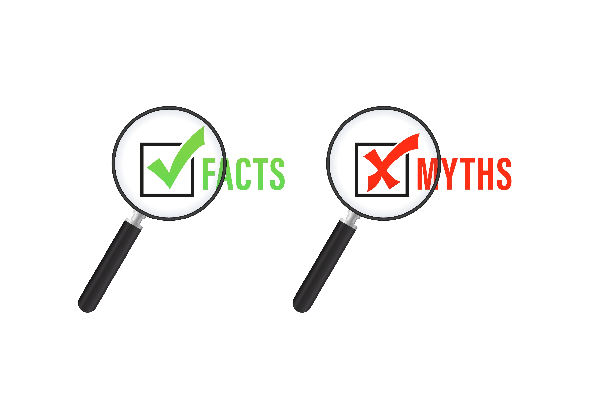 Facts and Myths graphic with facts with a green check mark and myths with a red "x"